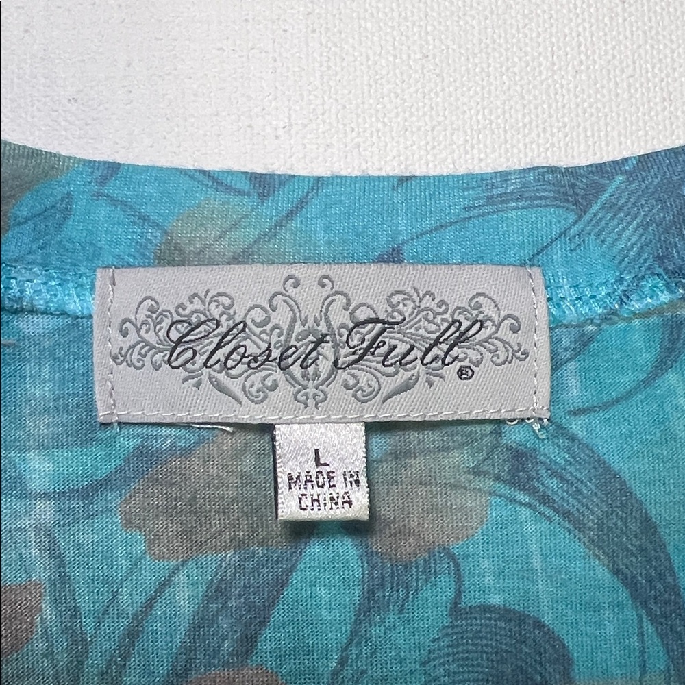Closet Full Embellished Peacock Blue Tunic Top - Large - Picture 5 of 8